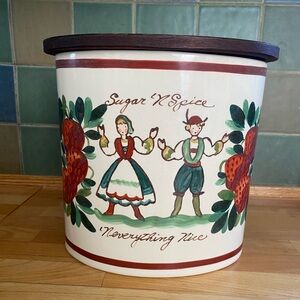 Bauer Pottery Sugar And Spice Motto - Utensil Holder Or Canister Limited Rare